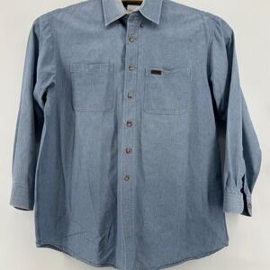 Vintage Carhartt Shirt Mens XXL Light Blue Denim Chambray Utility Workwear‎